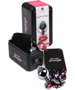 Plug anal metal pequeño fucsia con bolsa