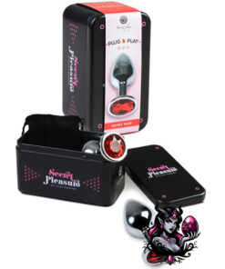 Plug anal metal pequeño rojo con bolsa