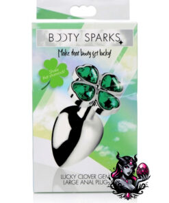 Lucky clover gem -plug anal largo , trebol plata