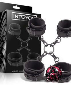 INTOYOU BLACK SHADOW Set de Esposas para Tobillos y Muñecas Cuero Vegano