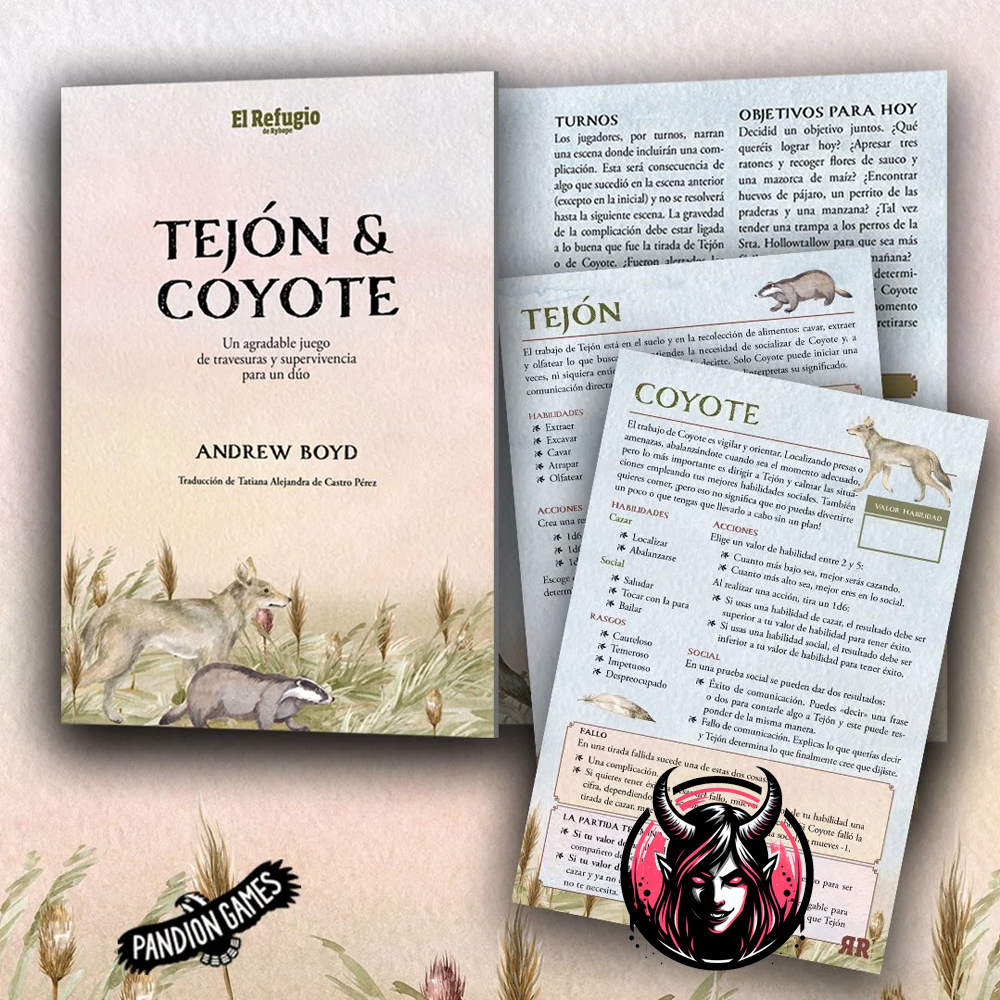 Tejón & Coyote, juego de rol para dos jugadores sin director publicado por El Refugio Editorial.